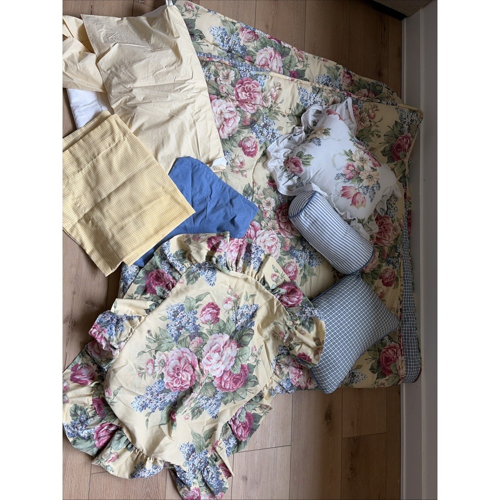 Martha Stewart Reversible Queen Floral Peony Comforter Cottage Core Bedding Set